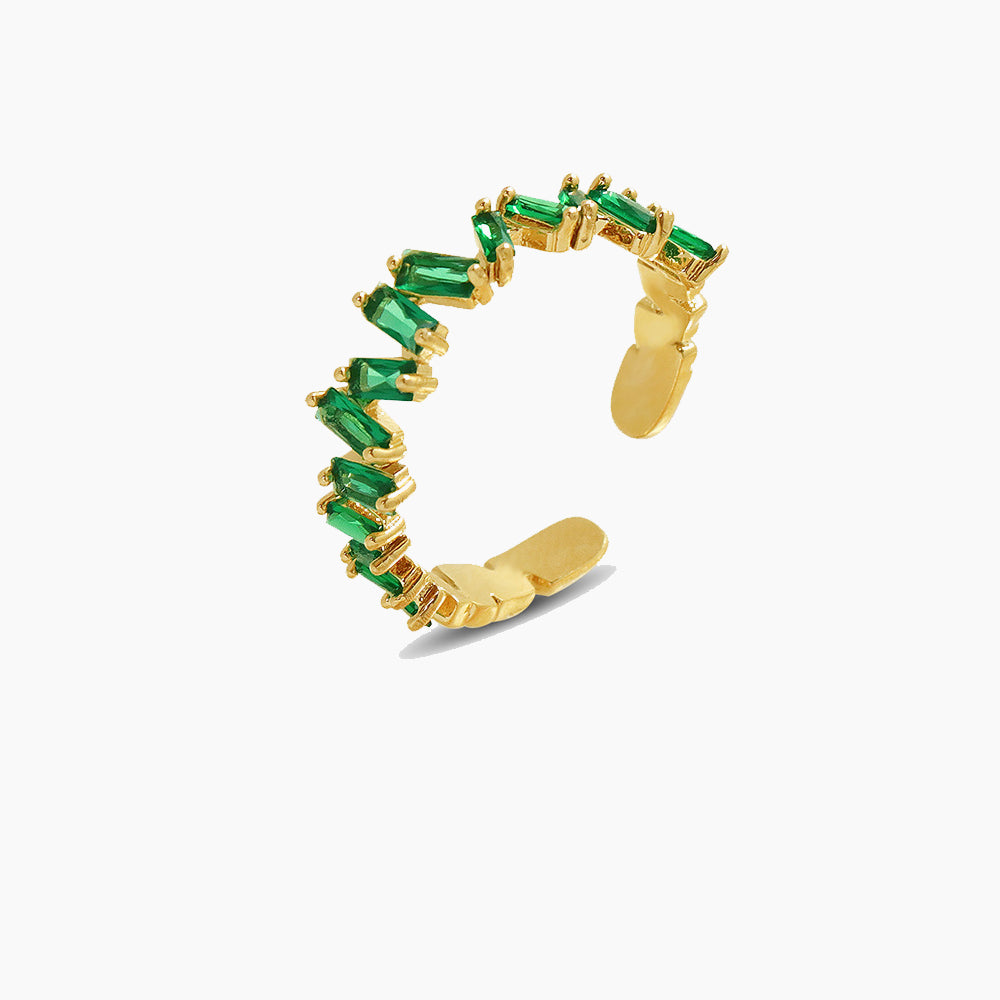 ADJUSTABLE GREEN STONE RING WITH OPENING