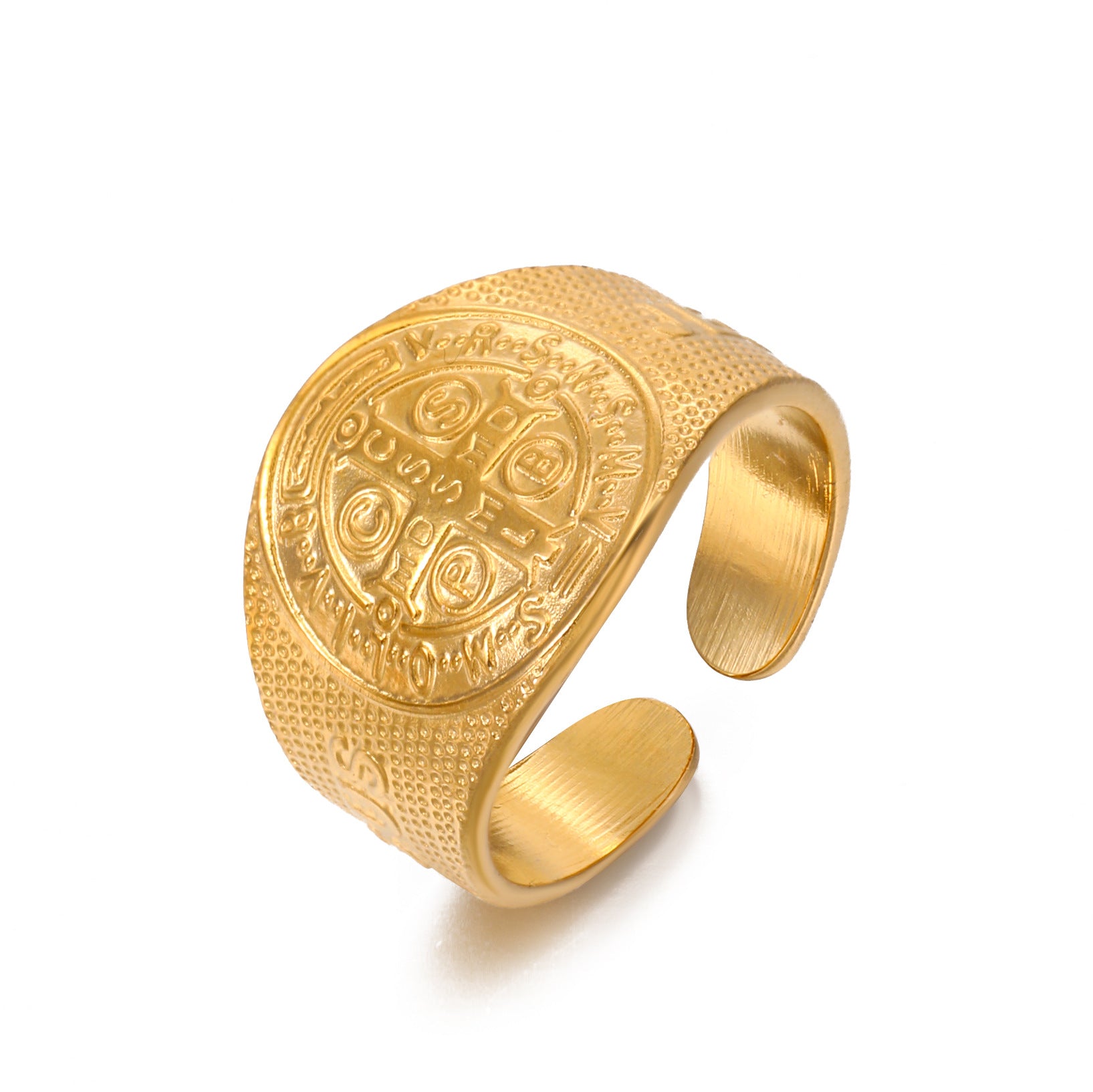 ADJUSTABLE WIDE CROSS RING