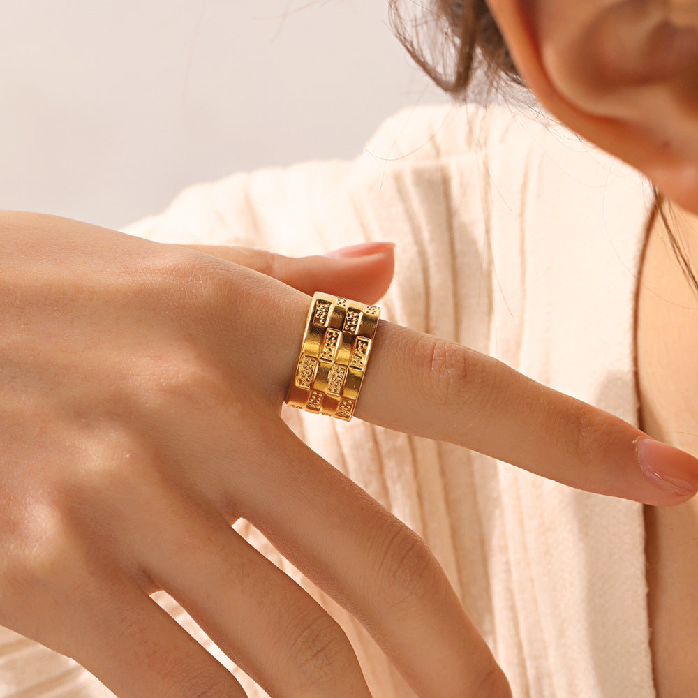 ADJUSTABLE WIDE FACE GEOMETRIC RING