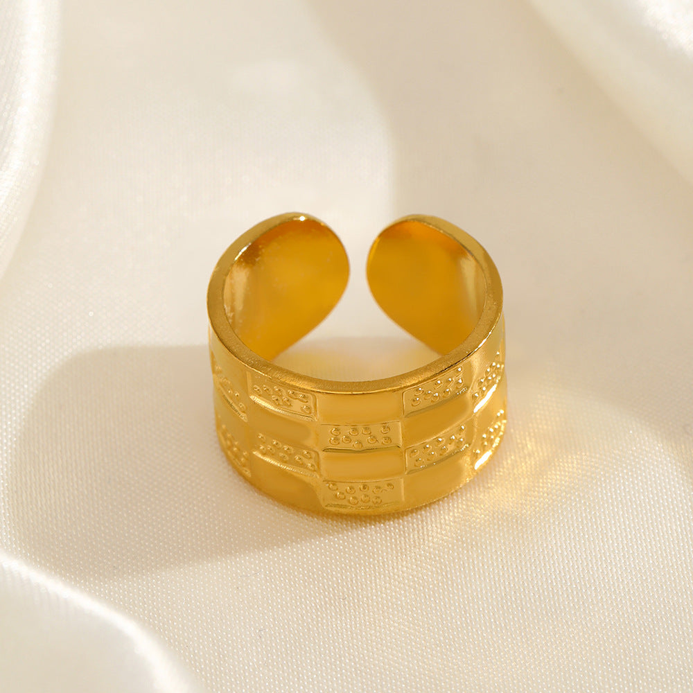 ADJUSTABLE WIDE FACE GEOMETRIC RING