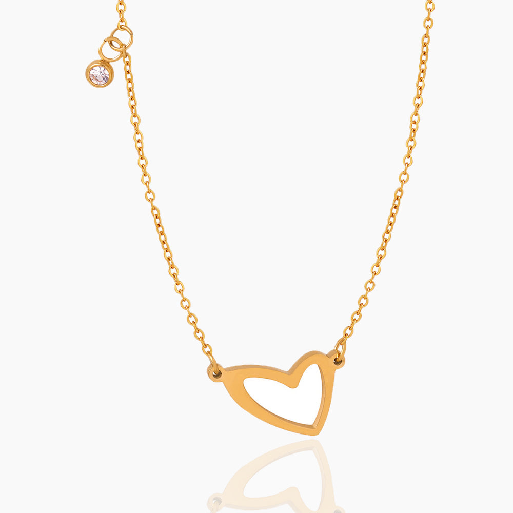 ASYMMETRIC HOLLOW HEART NECKLACE