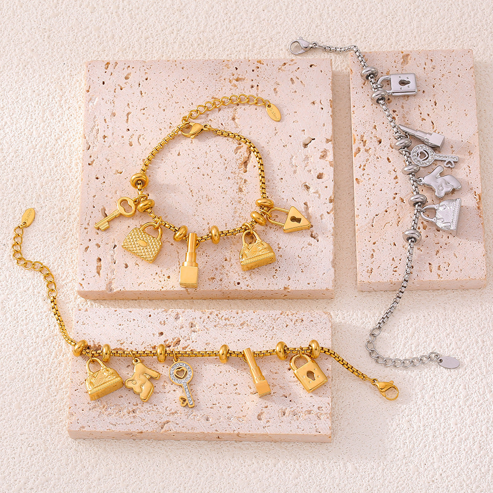 Adjustable bracelet with multi-element pendants