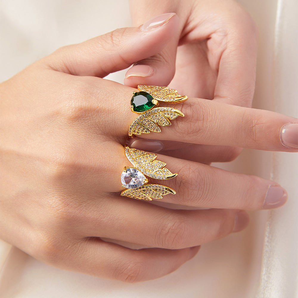 Angel Wings Sparkling Stone Ring