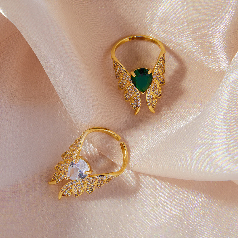 Angel Wings Sparkling Stone Ring