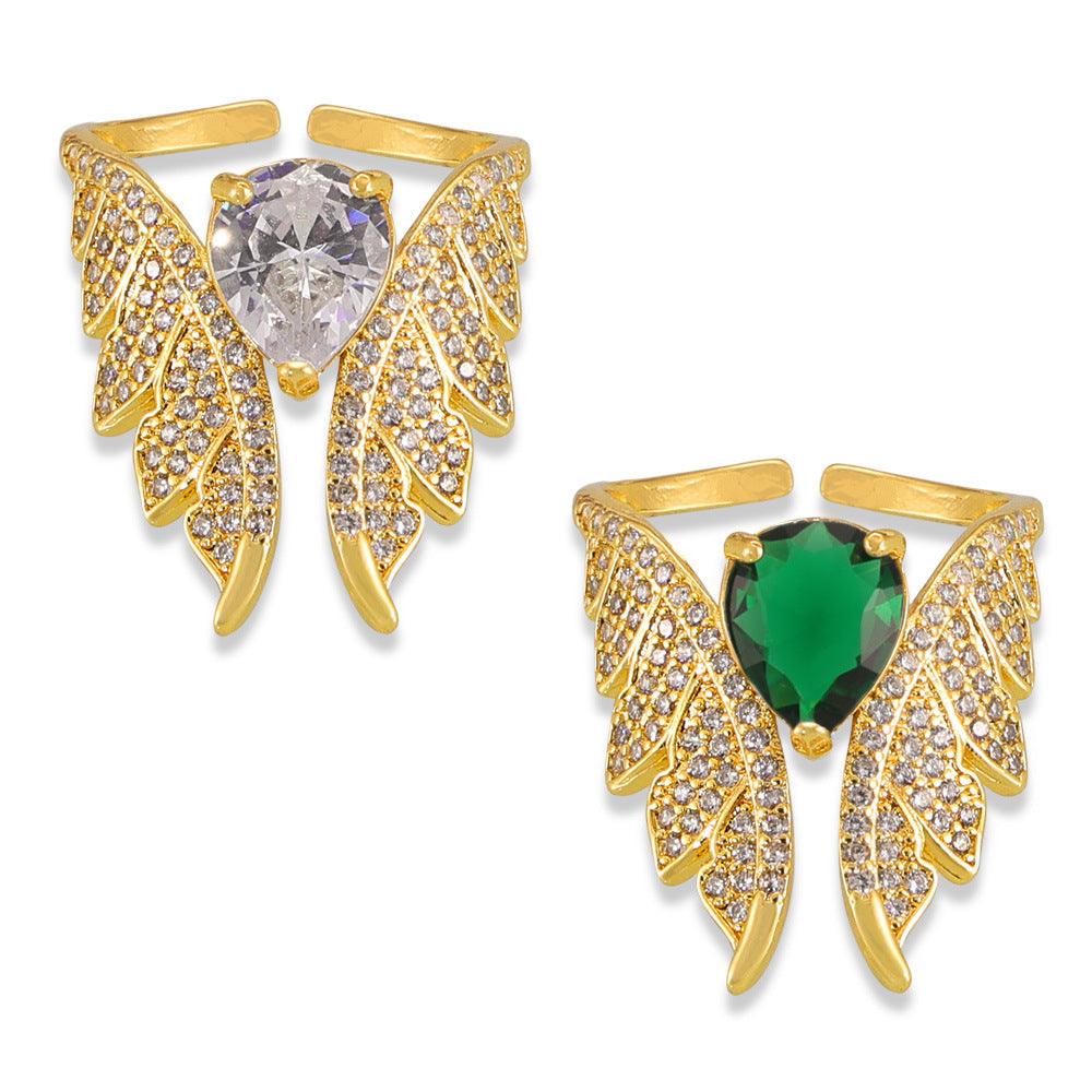 Angel Wings Sparkling Stone Ring
