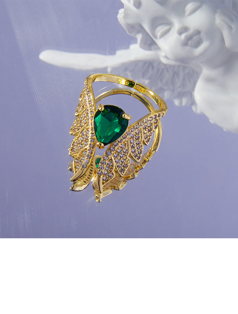 Angel Wings Sparkling Stone Ring