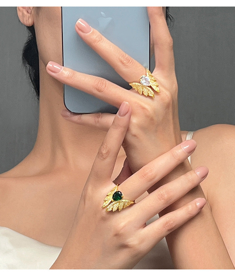 Angel Wings Sparkling Stone Ring