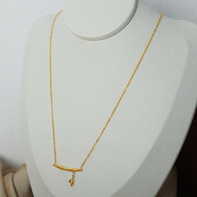 BAMBOO KNOT AND LEAF NECKLACE