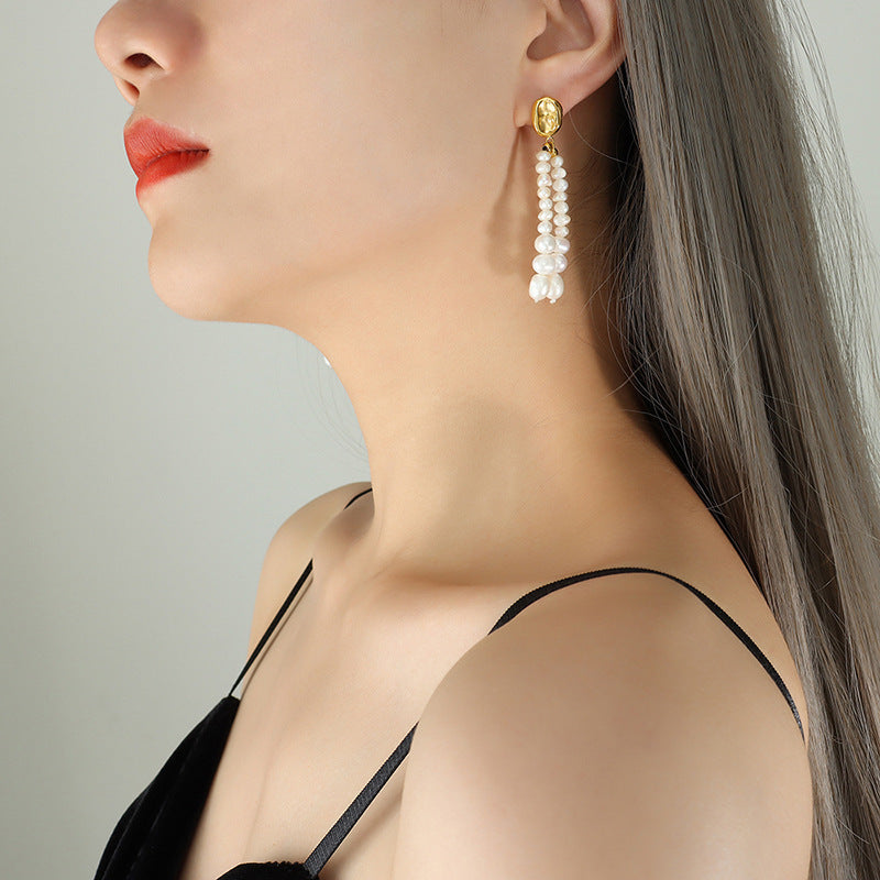 BAROQUE PEARL TASSEL EARRINGS