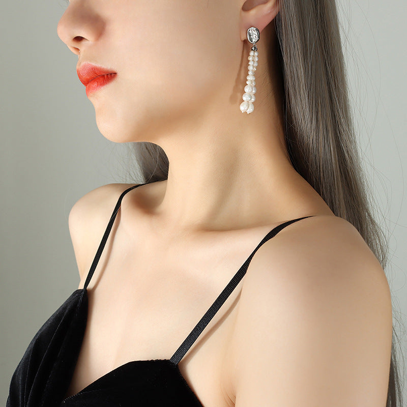 BAROQUE PEARL TASSEL EARRINGS