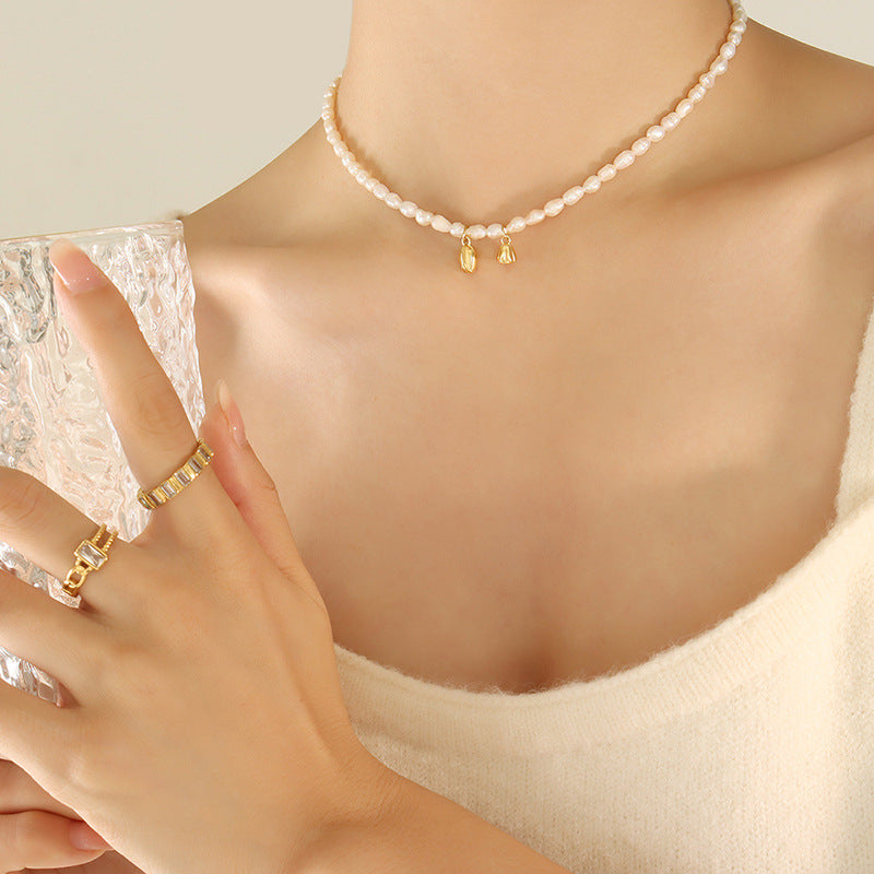 BEAUTIFUL LOTUS PENG HANGING PEARL NECKLACE