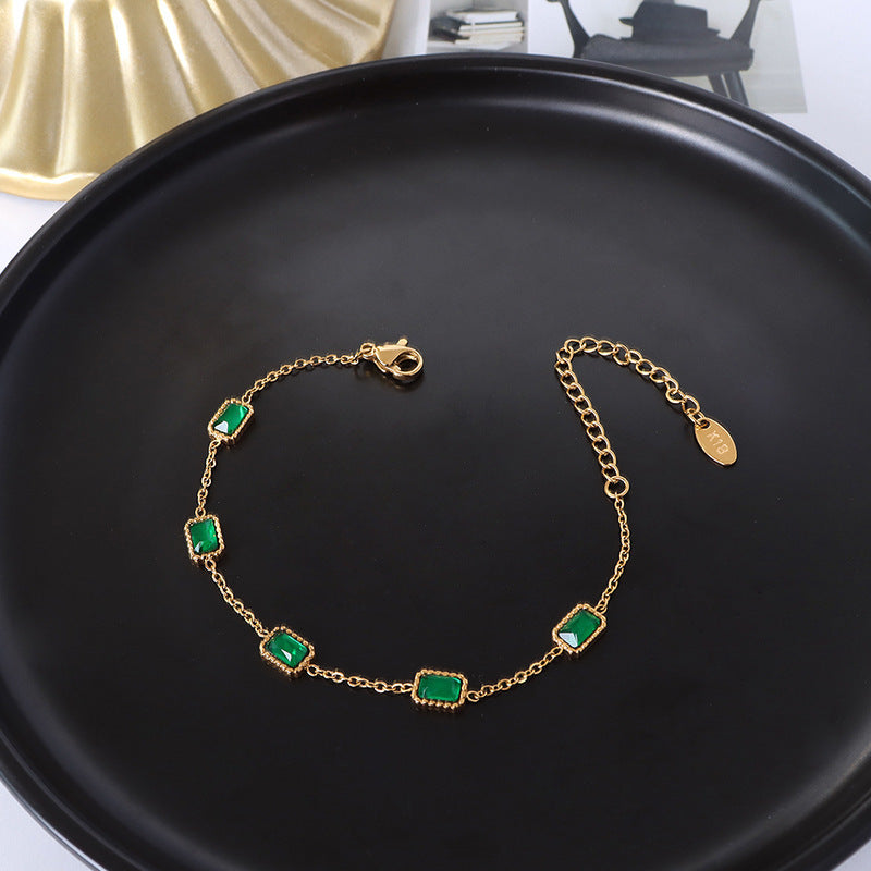 BLOCK GREEN STONE BRACELET