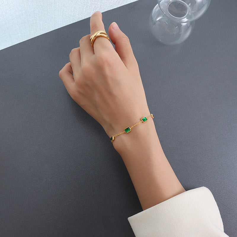 BLOCK GREEN STONE BRACELET