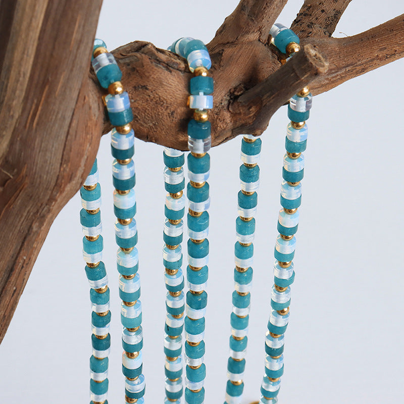 BLUE AND WHITE NATURAL STONE NECKLACE