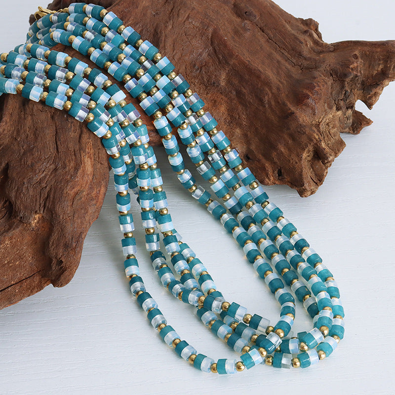 BLUE AND WHITE NATURAL STONE NECKLACE