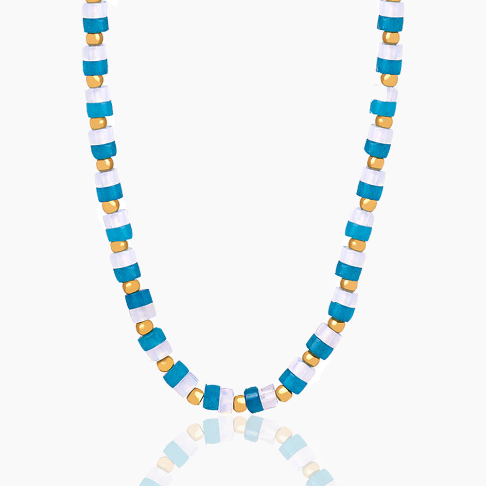 BLUE AND WHITE NATURAL STONE NECKLACE