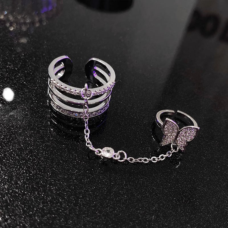 Butterfly mouth exaggerated double ring