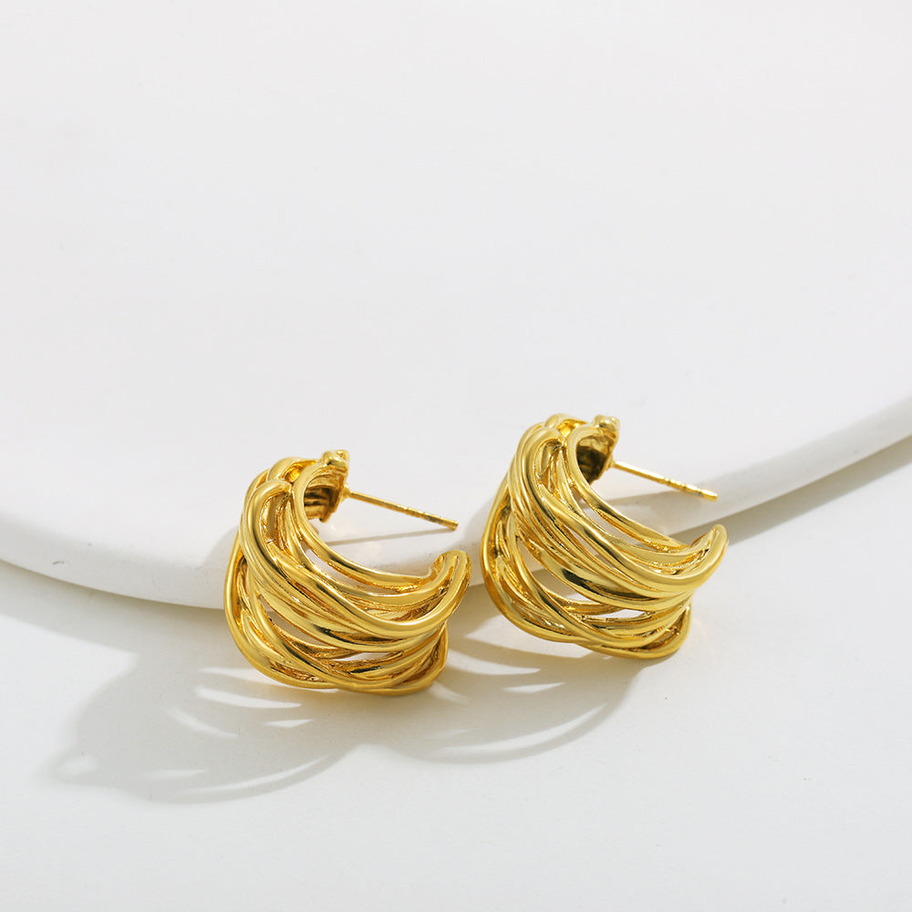 C-SHAPED NICHE METAL EARRINGS