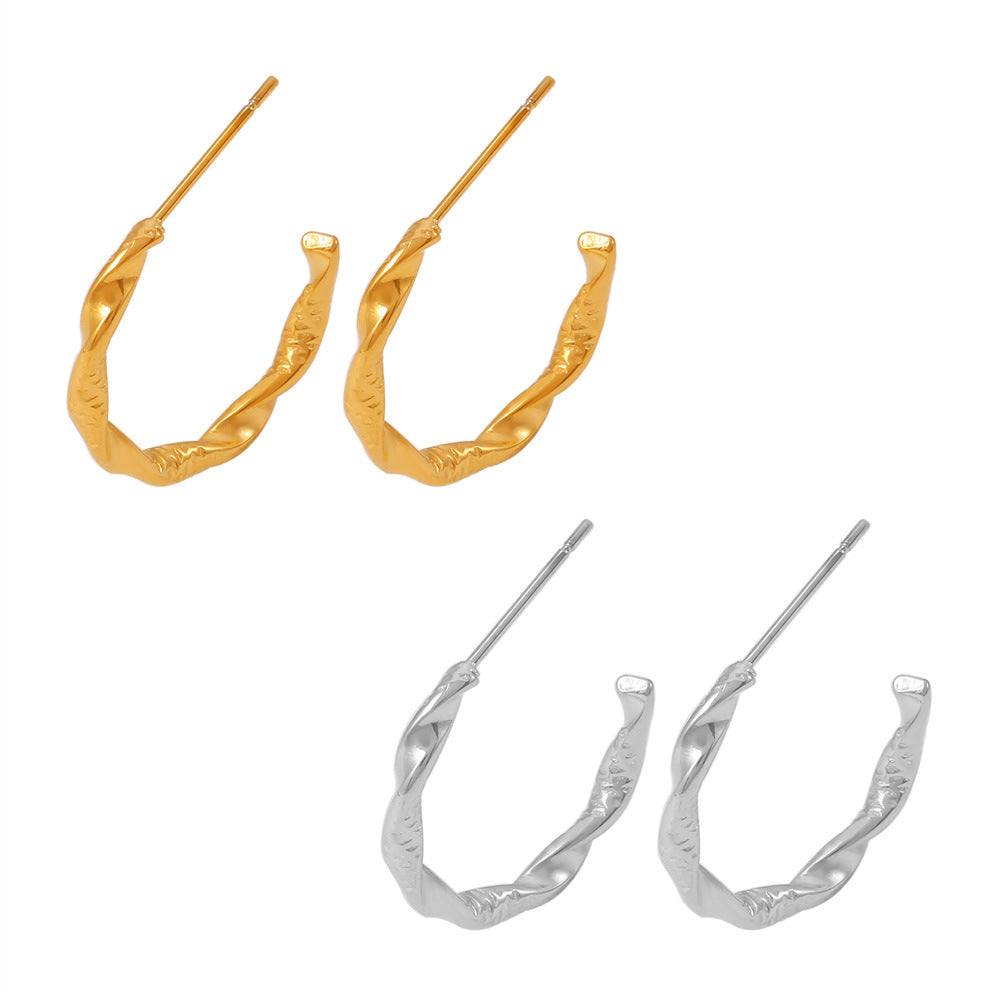 C-SHAPED TWISTED EARRINGS