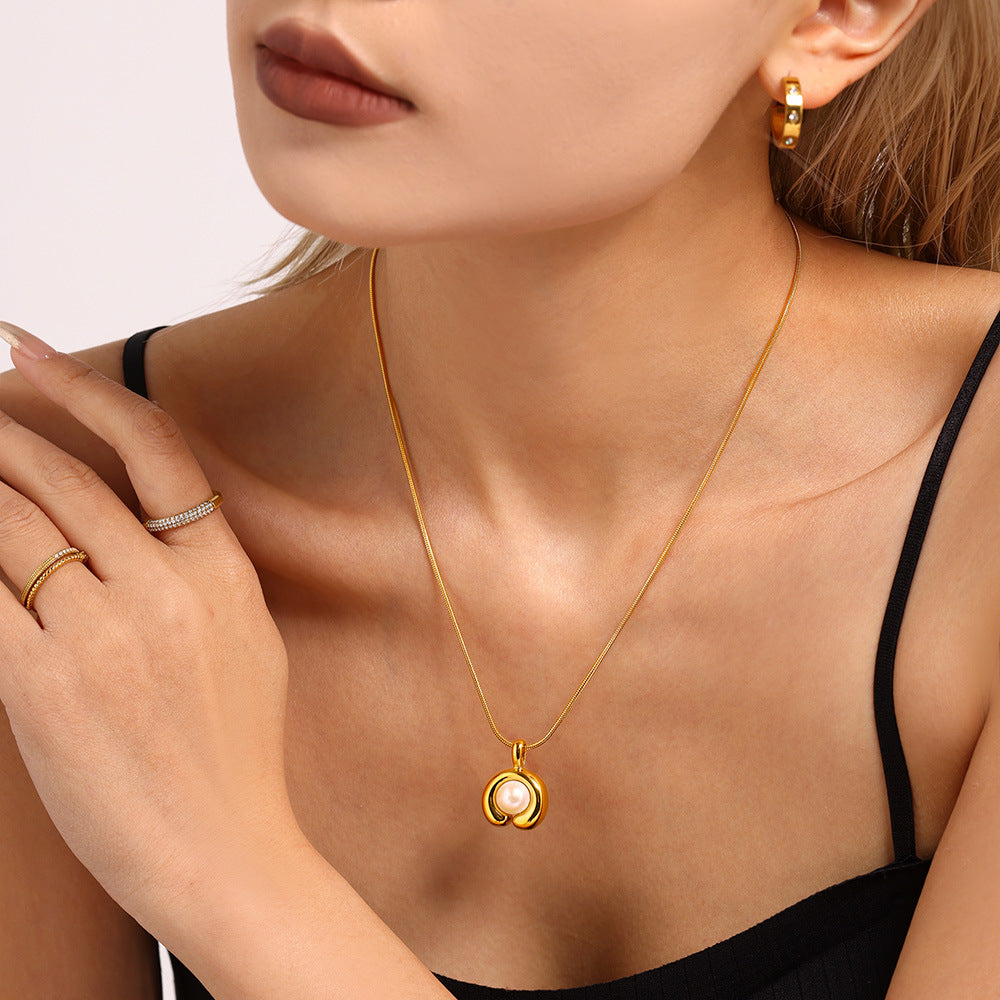 C-Shaped Freshwater Pearl Necklace