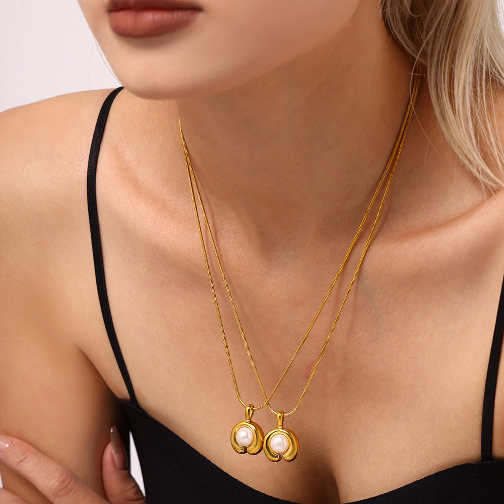 C-Shaped Freshwater Pearl Necklace