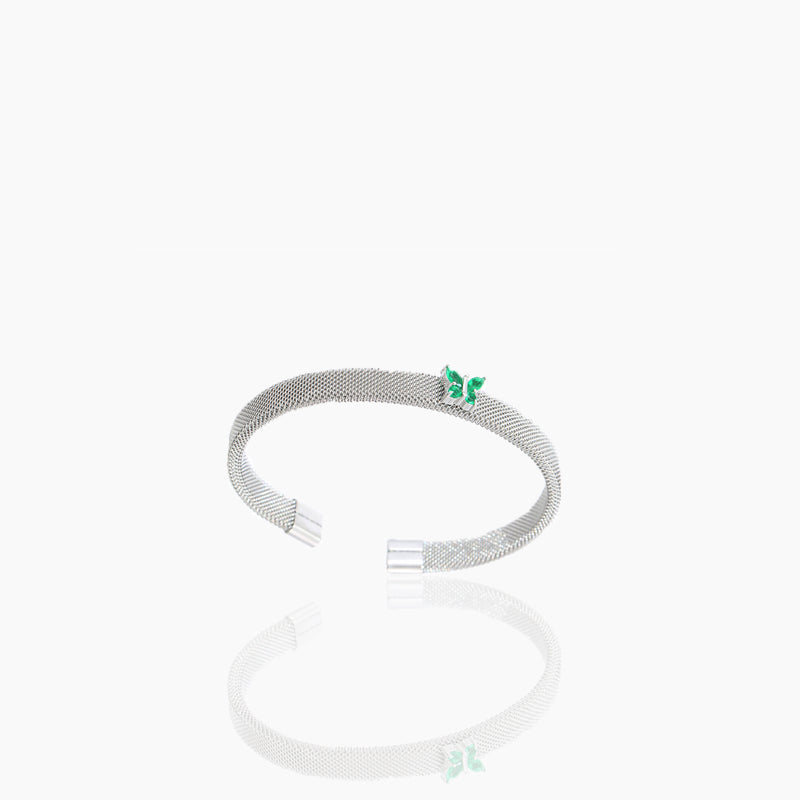 C-shaped open green butterfly bracelet