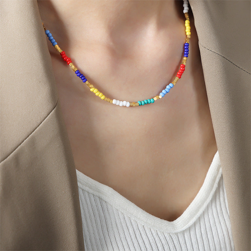 CANDY COLORED BEADED HANDMADE NECKLACE