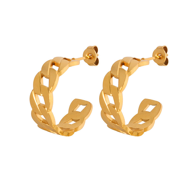 CHAIN STYLE C SHAPED EARRINGS