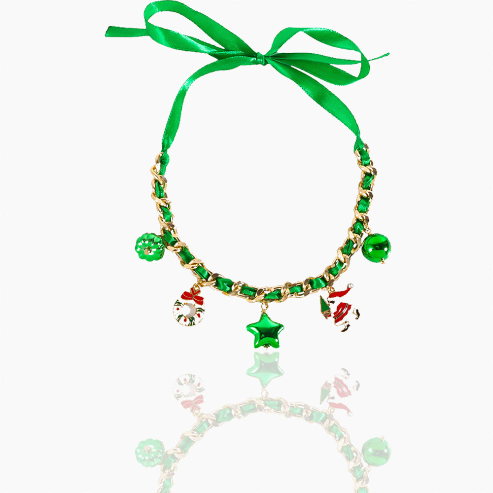 CHRISTMAS GIFT SNOWFLAKE SANTA CLAUS PENDANT CREATIVE NECKLACE