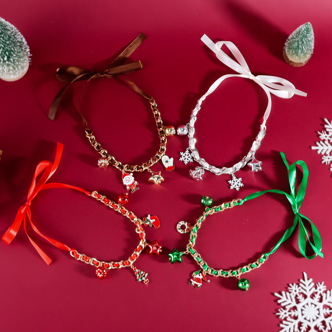 CHRISTMAS GIFT SNOWFLAKE SANTA CLAUS PENDANT CREATIVE NECKLACE