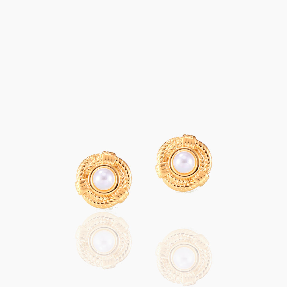 CIRCULAR THREAD IMITATION PEARL EARRINGS