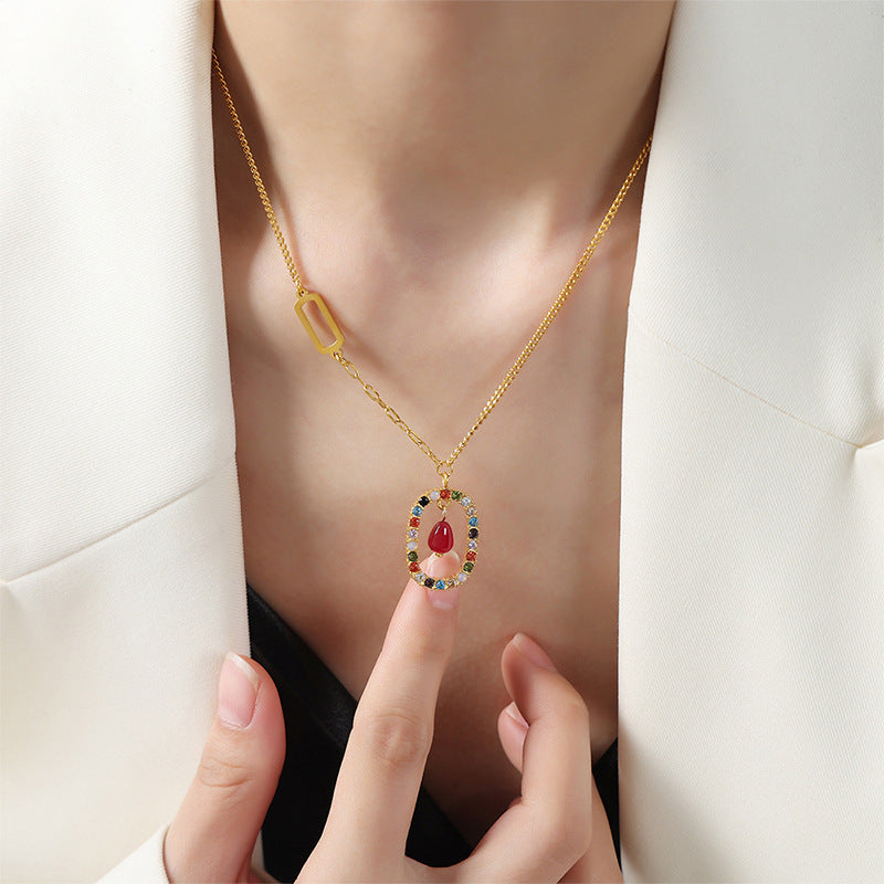 CIRCULAR PENDANT SPLICING NECKLACE