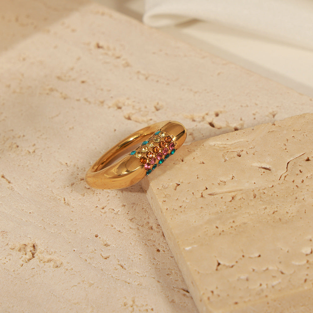 COLORED STONE PLAIN RING