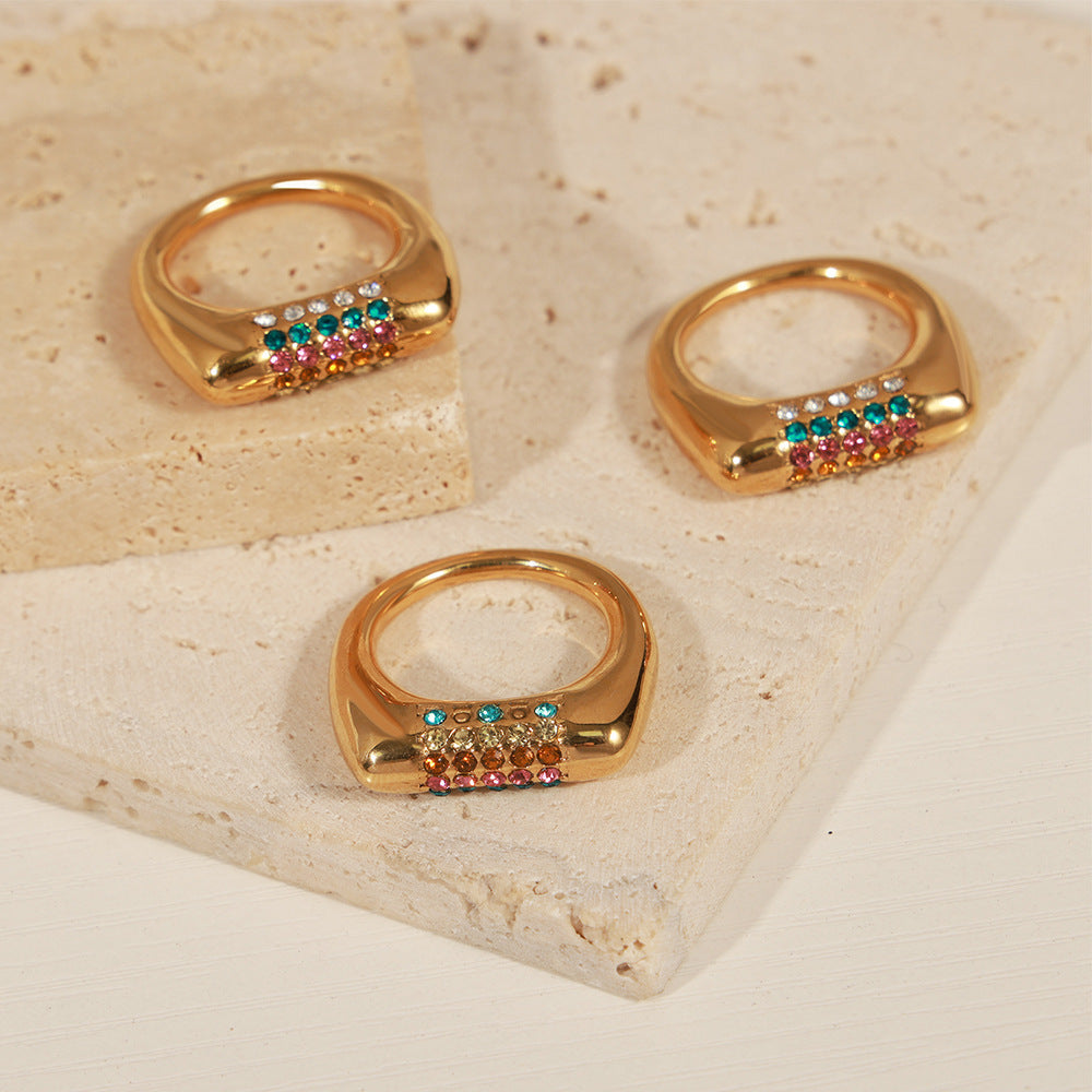 COLORED STONE PLAIN RING