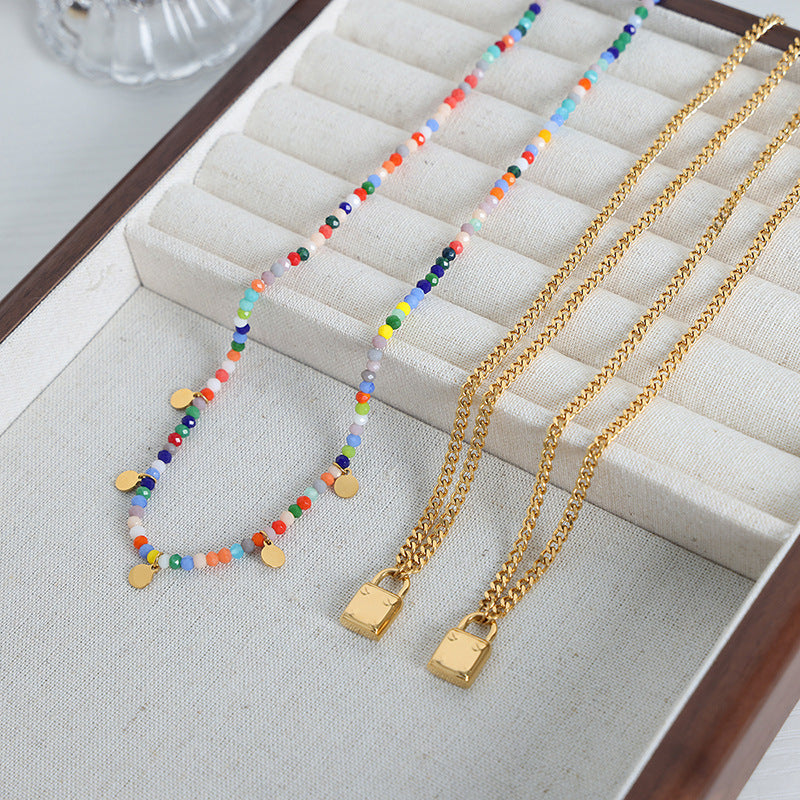 COLORFUL CUT GOLD LOCK NECKLACE