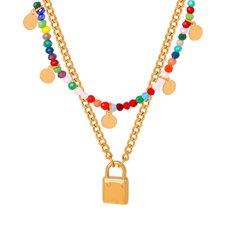 COLORFUL CUT GOLD LOCK NECKLACE