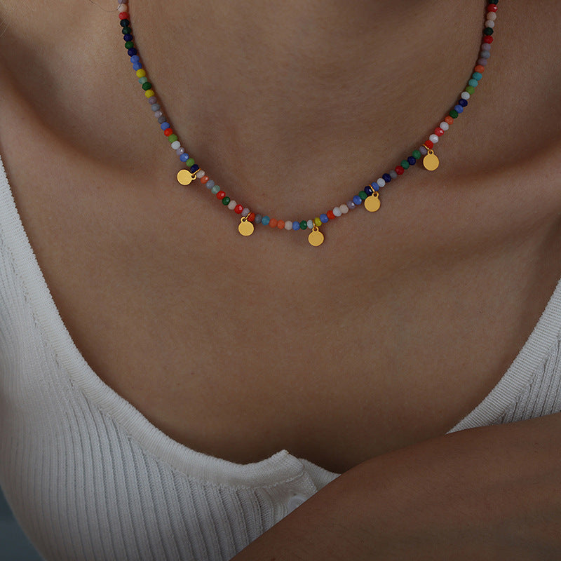 COLORFUL CUT GOLD LOCK NECKLACE