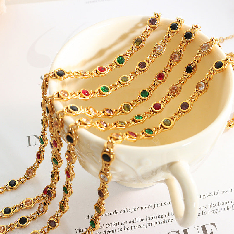 COLORFUL STONE SPLICED BRACELET NECKLACE