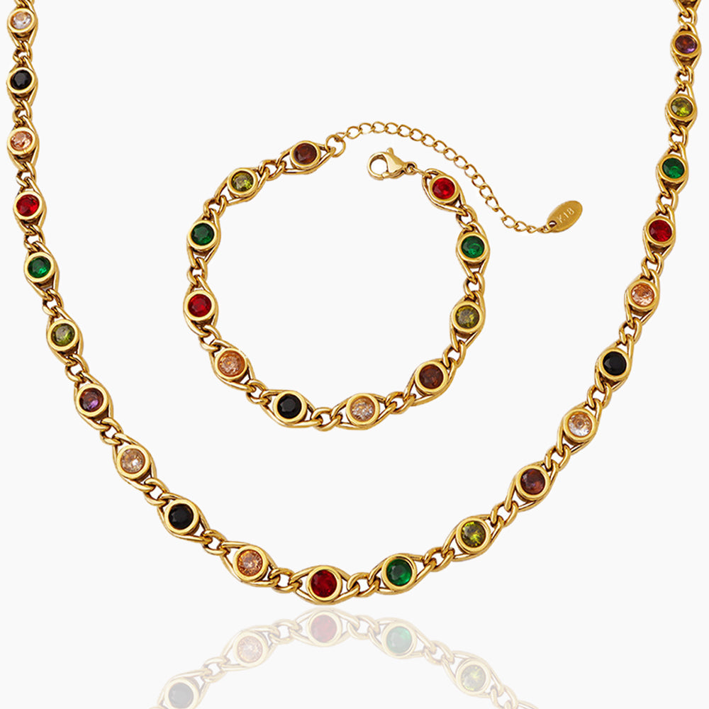 COLORFUL STONE SPLICED BRACELET NECKLACE
