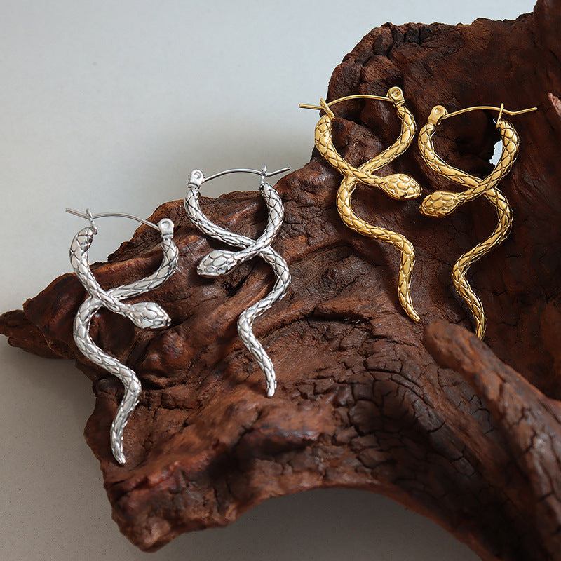 CROSS WRAP SNAKE SHAPED EARRINGS