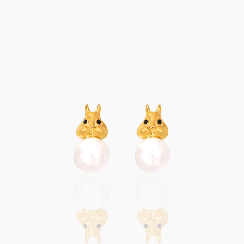 CUTE BEAD RABBIT EARRINGS