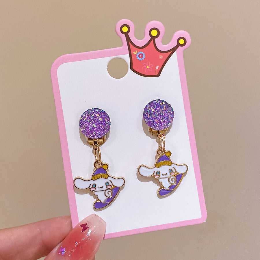 CUTE CARTOON EAR CLIP WITHOUT EAR HOLE EARRINGS