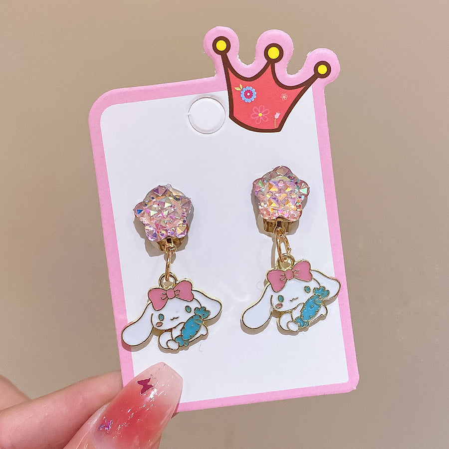 CUTE CARTOON EAR CLIP WITHOUT EAR HOLE EARRINGS