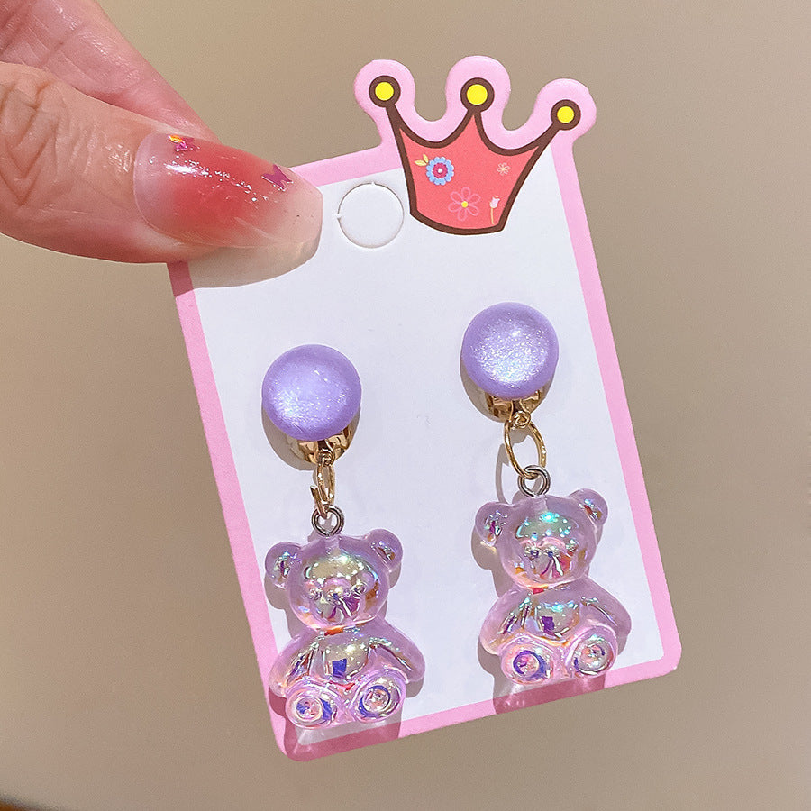 CUTE CARTOON EAR CLIP WITHOUT EAR HOLE EARRINGS