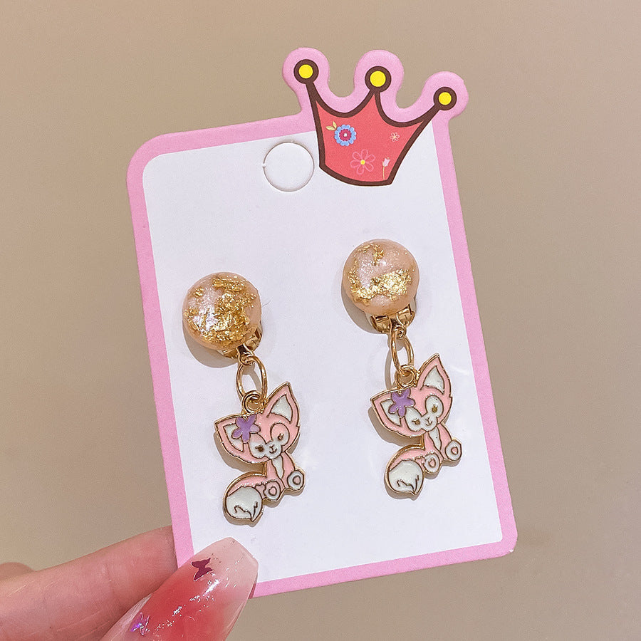 CUTE CARTOON EAR CLIP WITHOUT EAR HOLE EARRINGS