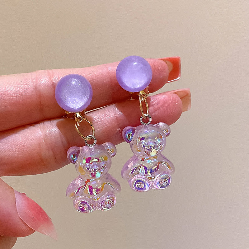 CUTE CARTOON EAR CLIP WITHOUT EAR HOLE EARRINGS