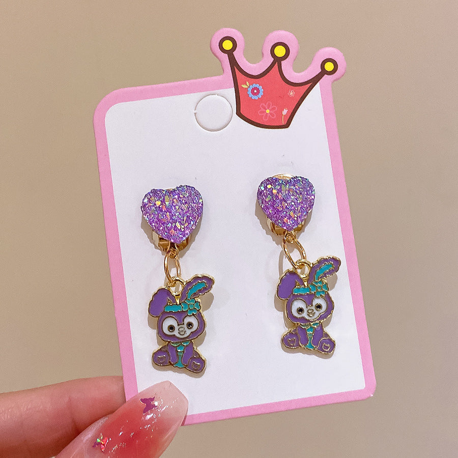 CUTE CARTOON EAR CLIP WITHOUT EAR HOLE EARRINGS