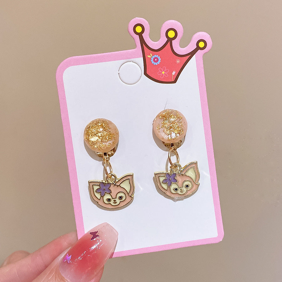 CUTE CARTOON EAR CLIP WITHOUT EAR HOLE EARRINGS