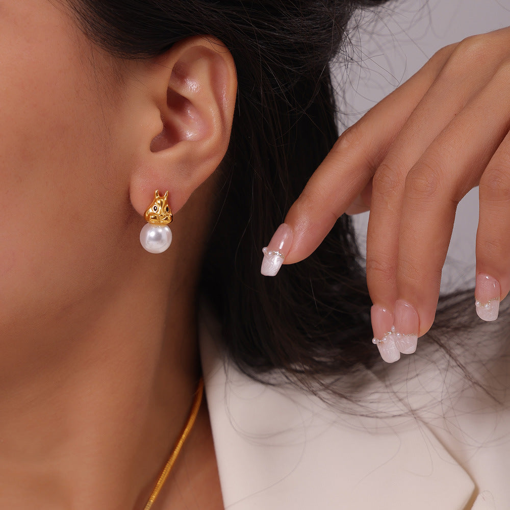 CUTE BEAD RABBIT EARRINGS