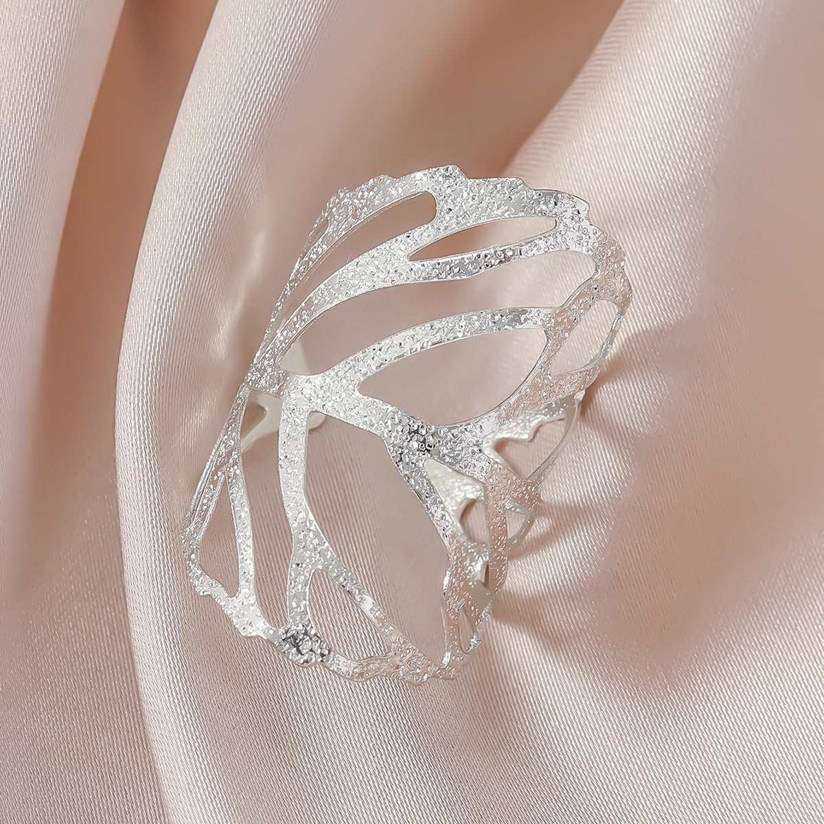 Chic hollow leaf forest style fashion open ring